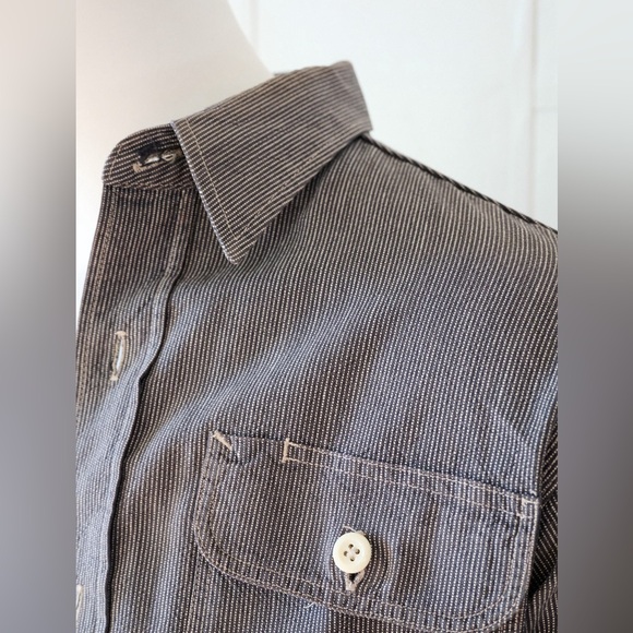 Sugar Cane Mens Hickory Pinstripe Long Sleeve Work Shirt Size 14-14.5 Mens Small - Picture 5 of 13